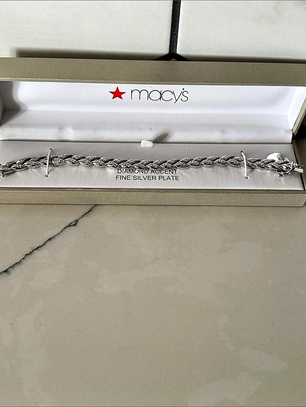 Macy's Diamond Accent Fine Silver Plate Bracelet
